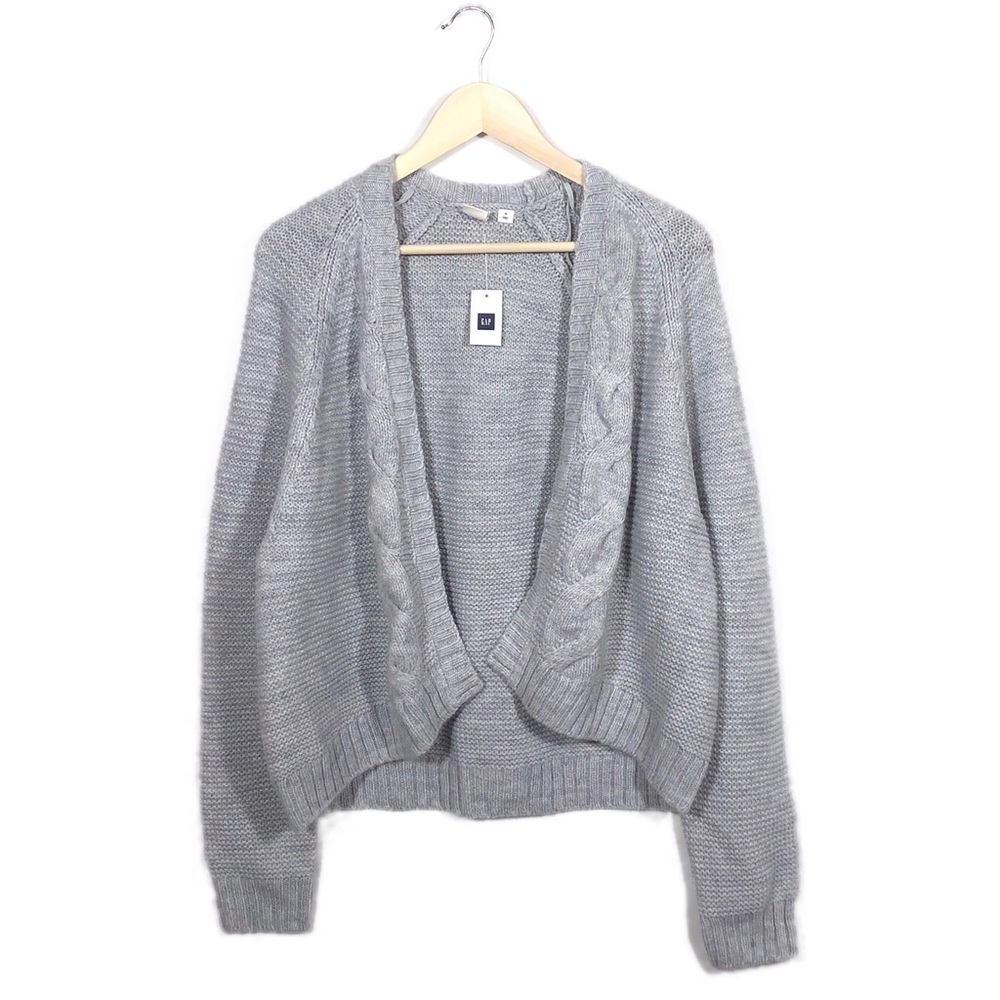 NWT M Gap Gray Cable Knit Open Front Cardigan
